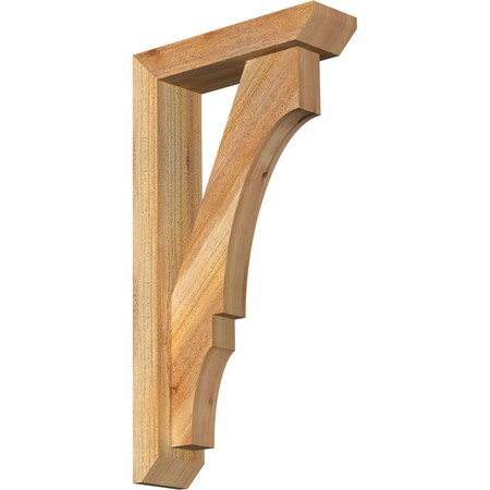 Ekena Millwork Balboa Slat Rough Sawn Bracket w/ Offset Brace, Western Red Cedar, 4"W x 14"D x 26"H BKT0402X14X26BOA06RWR